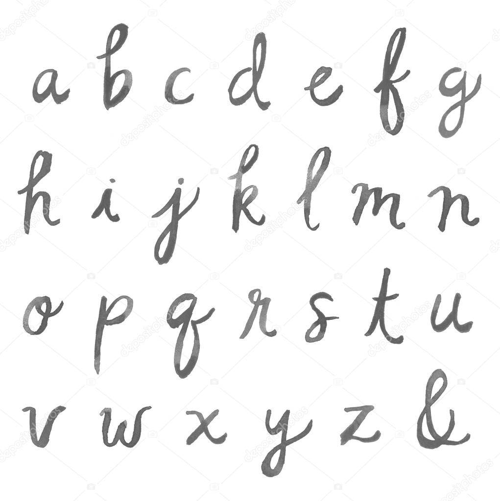 Cursive Watercolor Alphabet - Lowercase