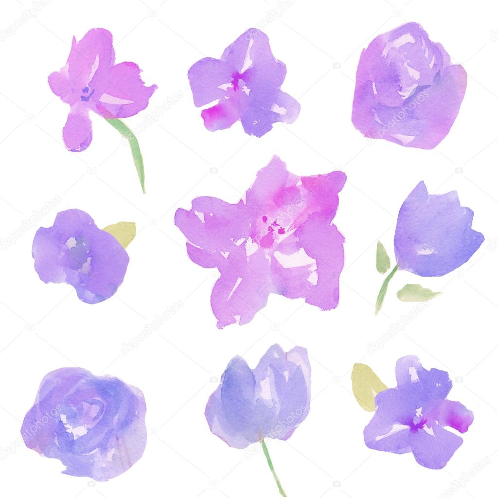 Loose watercolor flowers Loose Painted Watercolor Flowers. Spring Watercolor Flowers — Stock