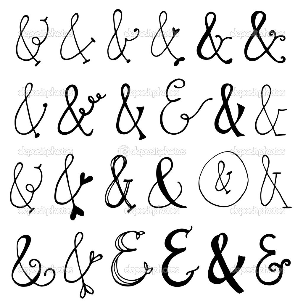 Set of cute hand drawn ampersands