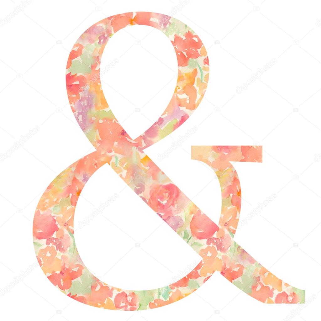 Ampersand With Floral Texture. And Symbol