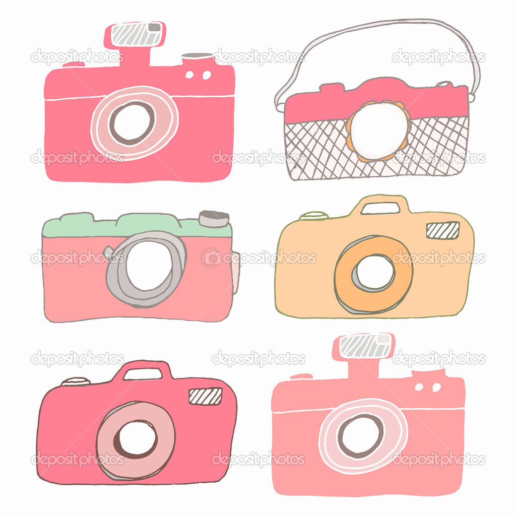 Set of Cute Hand Drawn Cameras
