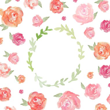 suluboya peonies çerçeve arka plan