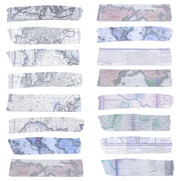 Vintage washi bant ile harita doku