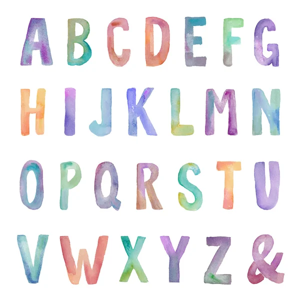 Letras coloridas do alfabeto aquarela — Fotografia de Stock