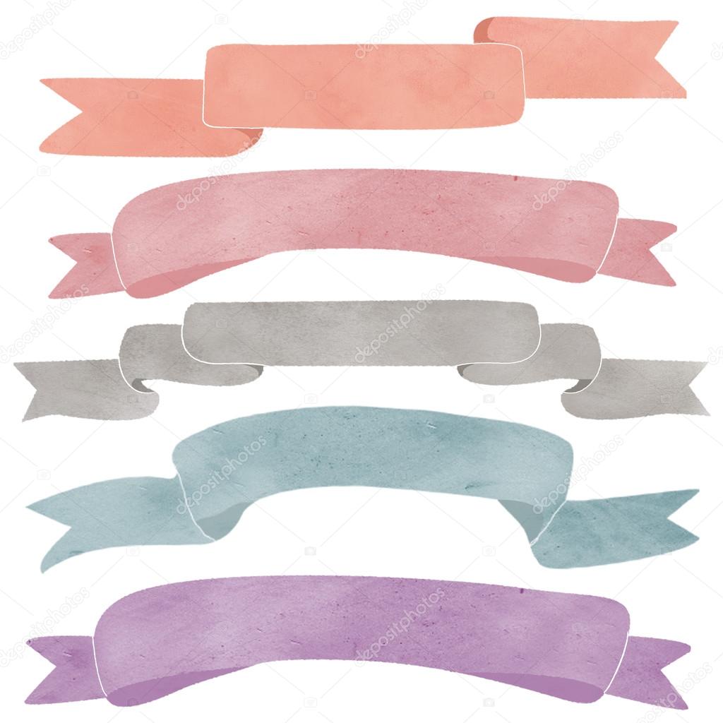 Watercolor Ribbons set