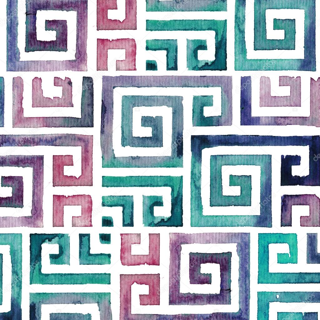 Indian Tribal Background Pattern. Watercolor Tribal Background