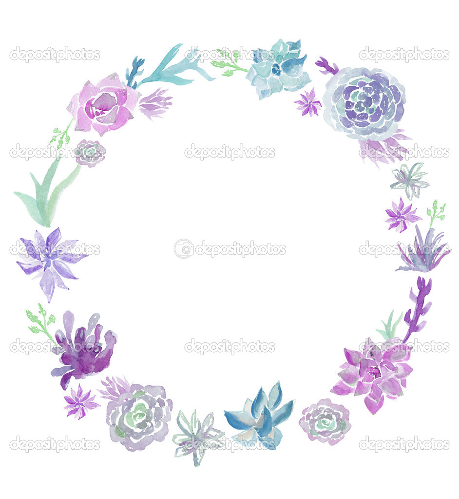 Watercolor Succulent Plant Wreath Stock Photo By ©Angiemakes 48217361