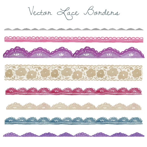 Collection of Hand Painted Watercolor Lace — Stock Vector