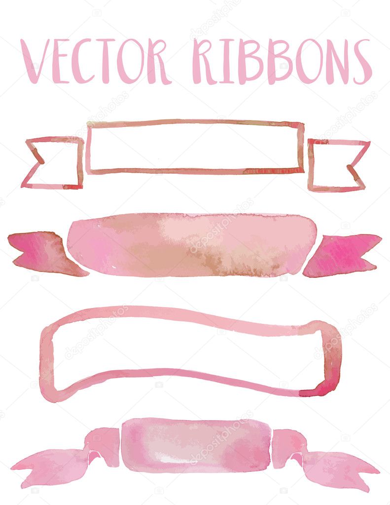 Watercolor Ribbons set