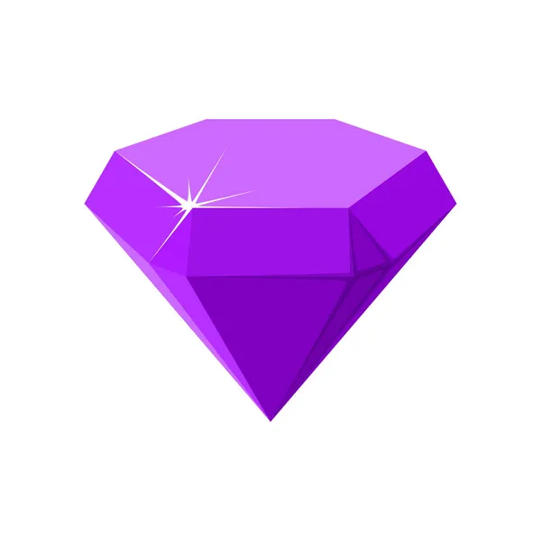 六边形紫色宝石。紫水晶侧视图。矢量说明 — 图库矢量图片