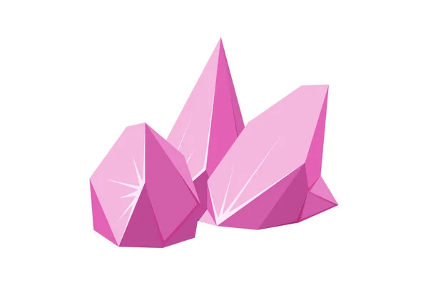 Crystals broken into pieces. Smashed ruby crystals. Broken gemstones or pink rocks. Vector illustration — Stock Vector
