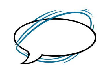 Mavi çizgileri olan yuvarlak konuşma balonu. Beyaz arkaplanda izole edilmiş konuşma kutusu veya çerçeve. Vektör illüstrasyonu