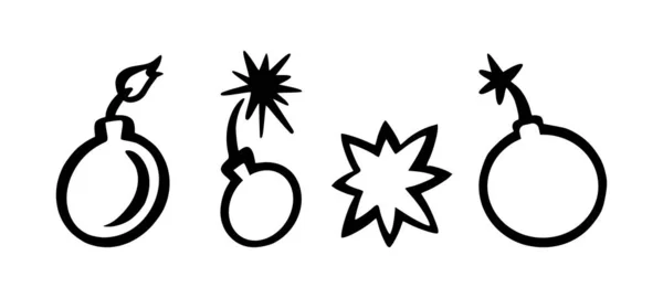 Ikony bomb nastaveny. Symboly bomb v ručně kresleném stylu. Vektorová ilustrace — Stockový vektor
