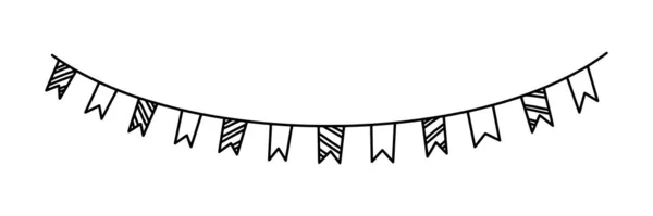 Ghirlanda con bandiere per carnevale o festa. Decorazione ghirlanda isolata su sfondo bianco. Illustrazione vettoriale — Vettoriale Stock