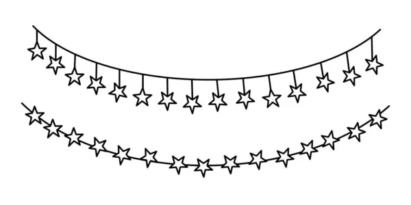 Гирлянды со звездами для карнавала или праздника. Набор гирлянд декора изолирован на белом фоне. Векторная иллюстрация — стоковый вектор