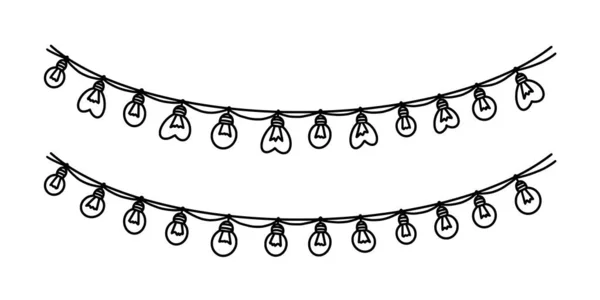 カーニバルやお祝いのための球根を持つガーランド。白い背景に隔離された装飾用のガーランドのセット。ベクターイラスト — ストックベクタ