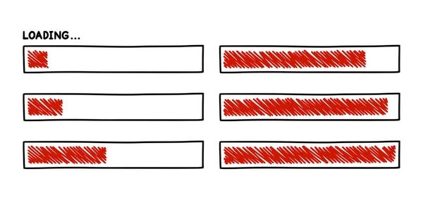 Panel průběhu načítání. Prvek návrhu aplikace Infographics se stavem dokončení. Ručně kreslená vektorová ilustrace — Stockový vektor