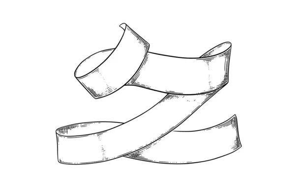 Etichetta a nastro. Nastro ornamentale in stile doodle per banner. Illustrazione del vettore schizzo — Vettoriale Stock
