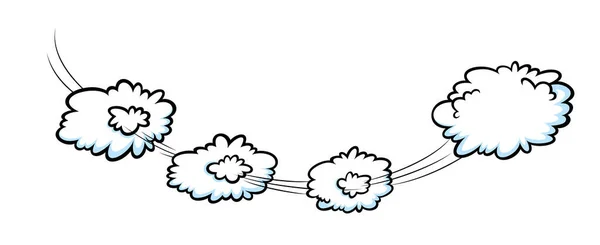 Efecto de velocidad cómica con nubes. Nubes cómicas con líneas de sendero de movimiento. Ilustración vectorial — Archivo Imágenes Vectoriales