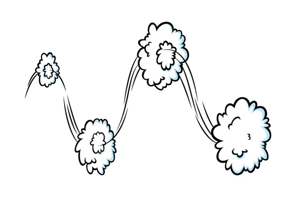 Efeito de velocidade cômica com nuvens. Nuvens cômicas com linhas de trilha de movimento. Ilustração vetorial — Vetor de Stock