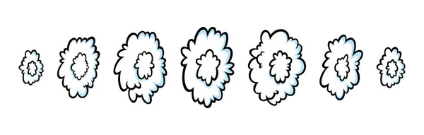 Паровые кольца в комическом стиле. Растущий ряд круглых облаков пара или дыма для сигар, сигарет или быстрого движения. Векторная иллюстрация — стоковый вектор