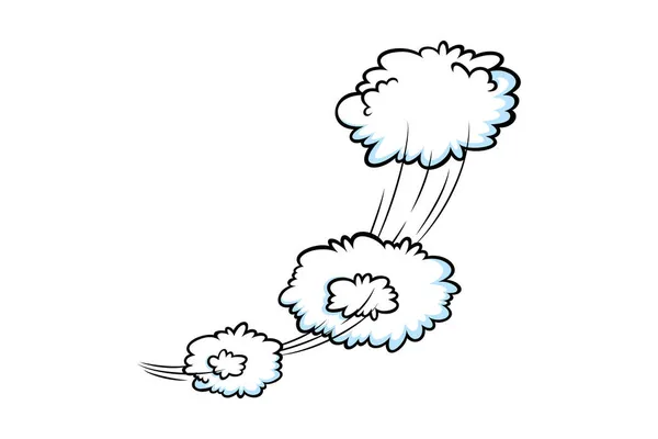 Efecto de velocidad cómica con nubes. Nubes cómicas con líneas de sendero de movimiento. Ilustración vectorial — Vector de stock