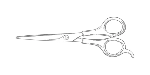 Скетч с ножницами. Парикмахерские ножницы инструмент. Векторная иллюстрация — стоковый вектор