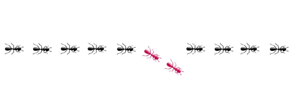Myror följer med en växlare. Tänk annorlunda och var ett unikt koncept. Vektorillustration — Stock vektor