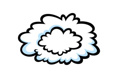 Buhar halkası komik bir şekilde. Sigara, sigara ya da hızlı hareket için yuvarlak duman bulutu ya da duman. Vektör illüstrasyonu