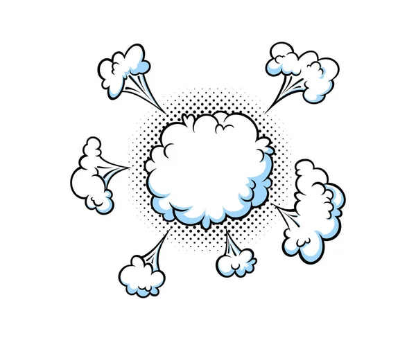 Sorprendentes nubes de auge para ventas y promociones. Puff y pow formas de humo para sorpresas y eventos de estallido. Ilustración vectorial — Archivo Imágenes Vectoriales