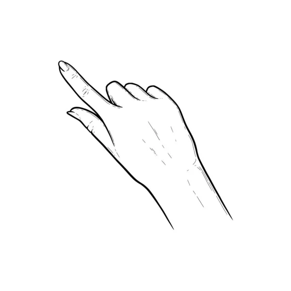 Index vinger wijzen op touchscreen of sensor apparaat. Tik, veeg of schuif vingergebaren af voor apparaten met touchscreens. Vector illustratie geïsoleerd in witte achtergrond — Stockvector