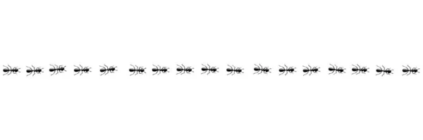 Myror marscherar i stigen. Myra väg isolerad i vit bakgrund. Vektorillustration — Stock vektor
