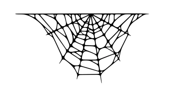 Teia de aranha isolada em fundo branco. Uma teia de aranha de Halloween assustadora. Ilustração vetorial —  Vetores de Stock