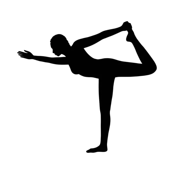 ハタアサナを練習するヨギ女のシルエット。ダンサーヨガのポーズの女性.ベクターイラスト — ストックベクタ