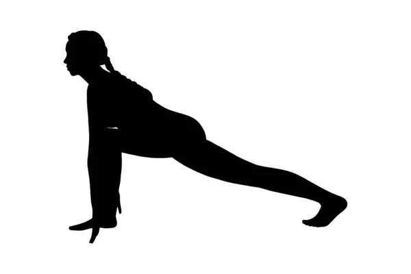 Flexible Yogi-Frau Silhouette. Hatha Yoga Reiterpose. Vektorillustration — Stockvektor