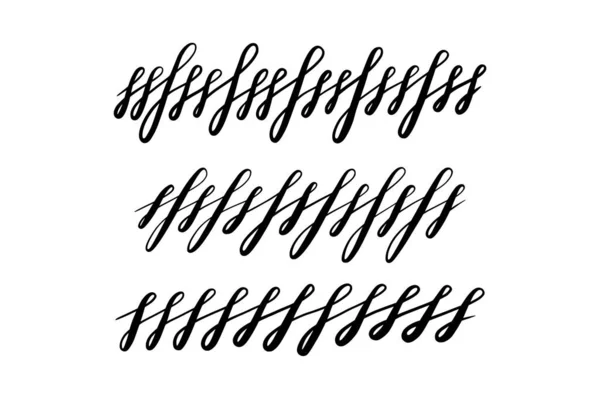 Letteratura contorsioni e vortici. Set di turbinii calligrafici disegnati a mano. Illustrazione vettoriale — Vettoriale Stock