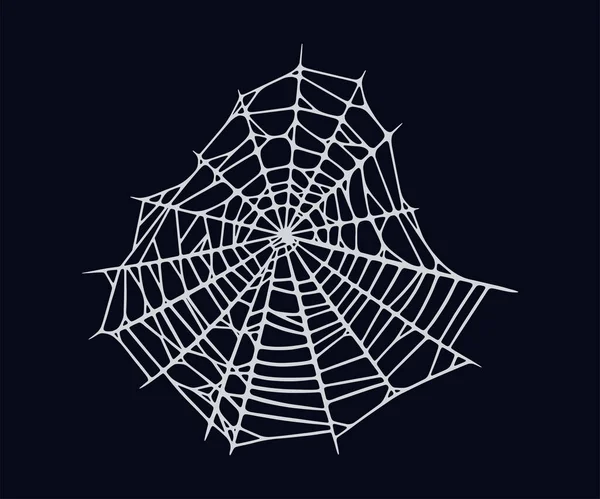 Teia de aranha isolada em fundo preto. Uma teia de aranha de Halloween assustadora. Ilustração vetorial —  Vetores de Stock