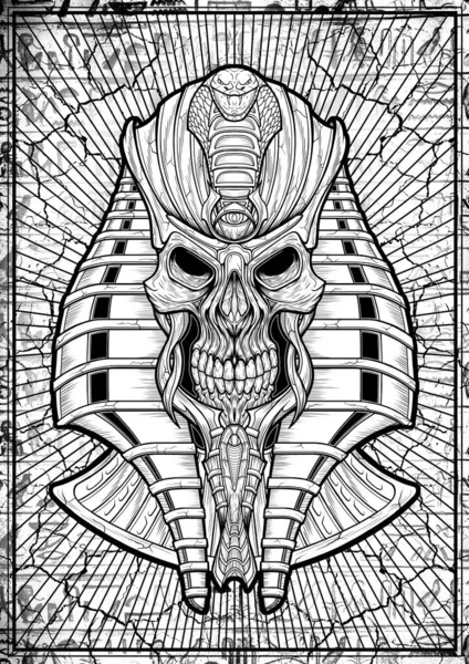 Жахливий Череп Фараона Плиті Ієрогліфами Променями Стародавній Демон Крупному Плані — стокове фото
