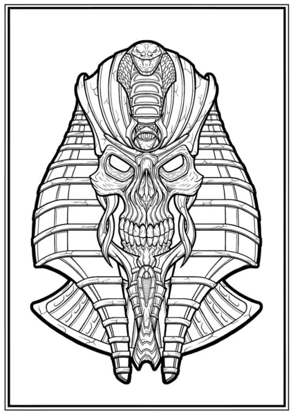 Terrible Cráneo Simétrico Faraón Con Grietas Sin Fondo Antiguo Demonio — Archivo Imágenes Vectoriales