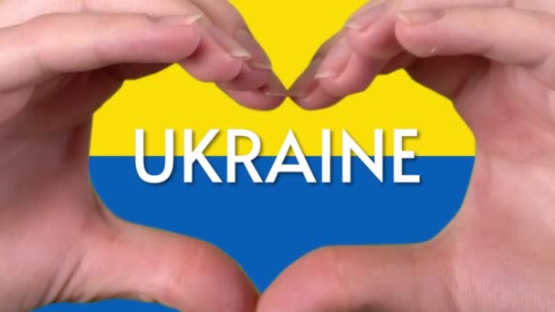 Be till Ukraina, Ukrainas flagga, pice tecken. Anti-krigsbanderoll — Stockvideo