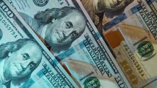 100 Dolarových Bankovek Balíčcích Americká Hodnota Frankliny Mají Texturu Obličeje — Stock video
