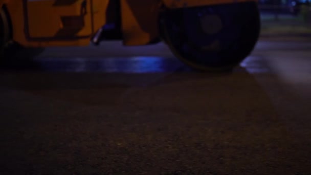 Road Repair Rebuilding Asphalt Roller Making New Asphalt — Stockvideo