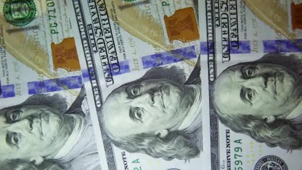Pile One Hundred Dollars Banknotes — Vídeo de Stock