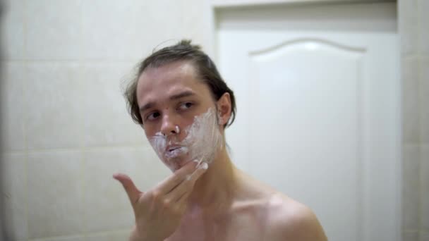 Shaving Facial Hair New Razor Cutting Stubble Mustache — Αρχείο Βίντεο