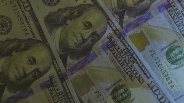 Американская Валюта 100 Usd Ротации Считаю Деньги — стоковое видео