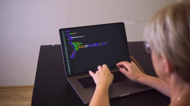 Programmer Glasses Computer Work Writing Program Code — Stok video