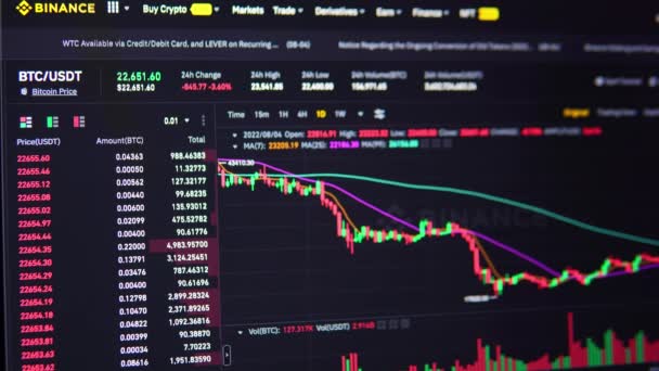 Binance Failed Cryptocurrency Price Statistics Cryptocurrency Trading Mykolaiv Ukraine August — 图库视频影像