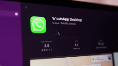 Downloading and installing WhatsApp from the App Store on your MacBook. Downloading an app from the App Store on macOS. Mykolaiv, Ukraine, August 05 2022. 