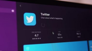 Downloading and installing Twitter from the App Store on your MacBook. Downloading an app from the App Store on macOS. Mykolaiv, Ukraine, August 05 2022. 