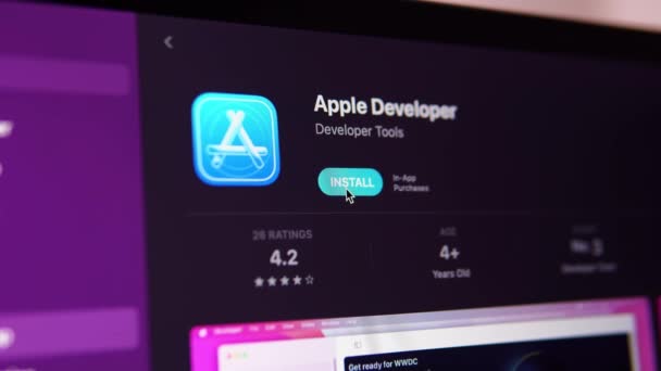 Загрузка Установка Apple Developer App Store Macbook Установка Приложения Программистов — стоковое видео